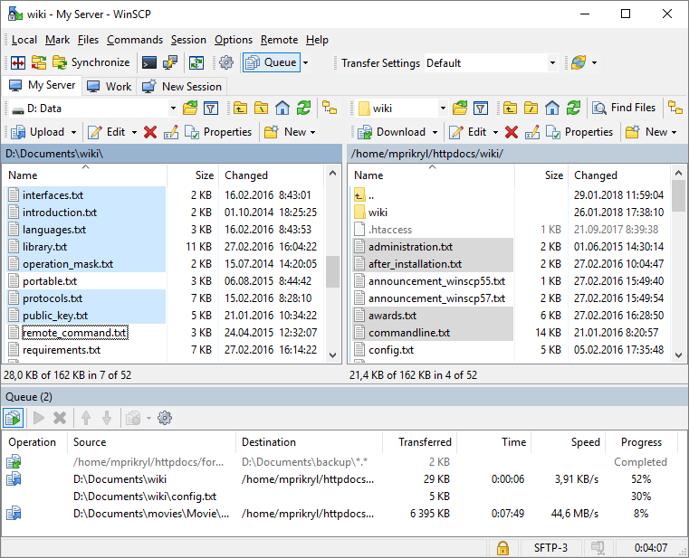 winscp option transfer binary